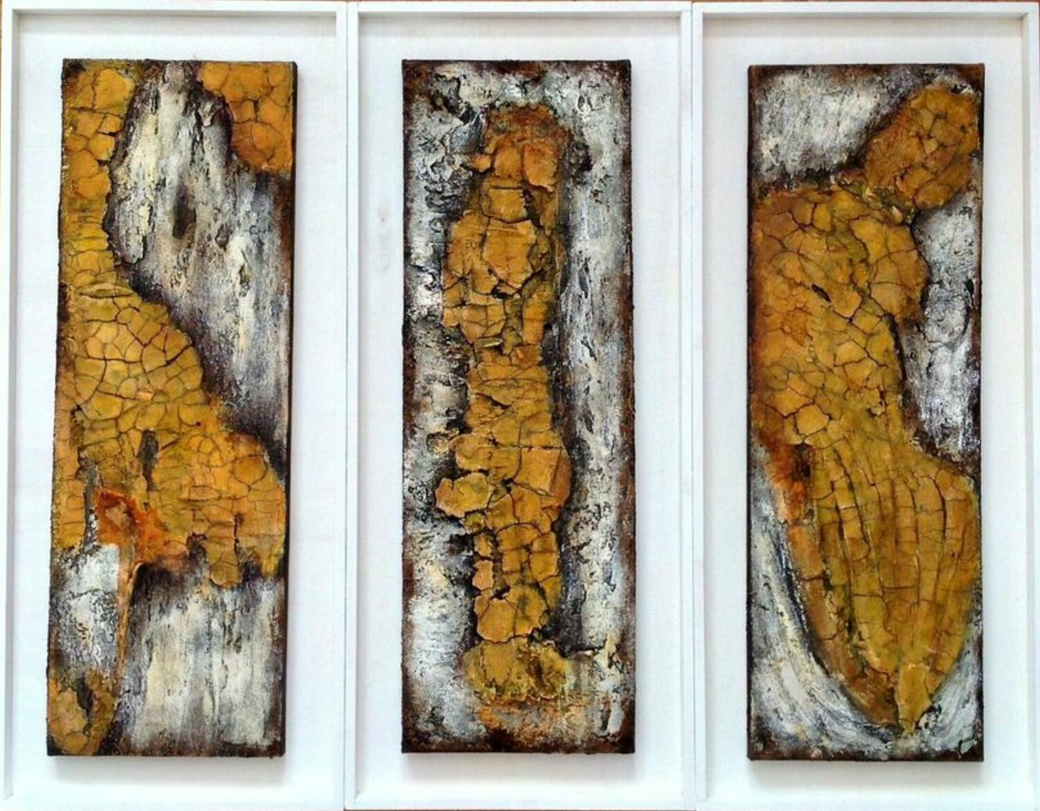 Triptychon in Ocker Eva Vogt Original painting for sale
