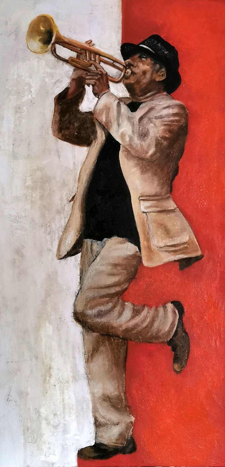 Jazzmusiker Eva Vogt Original painting for sale