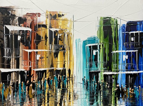 Action.In the city 17T by Eka Peradze, Painting for Sale on Select