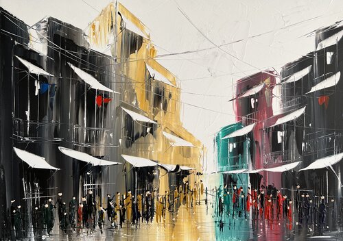 Summer SALE DISCOUNT .In the city by Eka Peradze, Painting for Sale on Select
