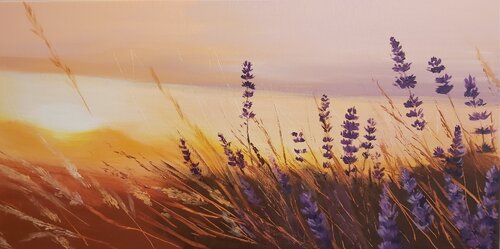Touch with Lavender - Flowers Painting, Impressionism, Realism by Andrea Jacobi, Painting for Sale on Select
