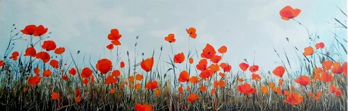 Dreaming of Poppies - Flowers Painting, Impressionism, Realism by Andrea Jacobi, Painting for Sale on Select