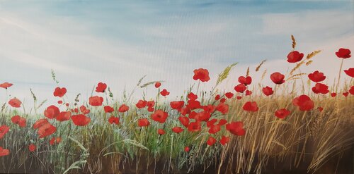 Poppies in the Sunshine 2 - Flowers Painting, Impressionism, Realism by Andrea Jacobi, Painting for Sale on Select