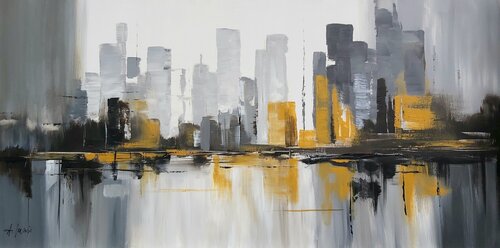 Urban Reflections 5 - Abstract by Andrea Jacobi, Painting for Sale on Select