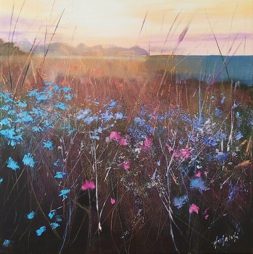 Spring Glimmer 3 - Landscape, Flowers Painting, Impressionism, Realism by Andrea Jacobi, Painting for Sale on Select