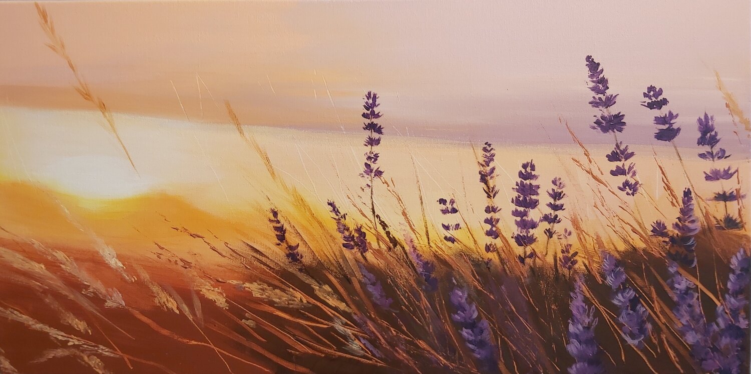 Touch with Lavender - Flowers Painting, Impressionism, Realism Andrea Jacobi Original painting for sale