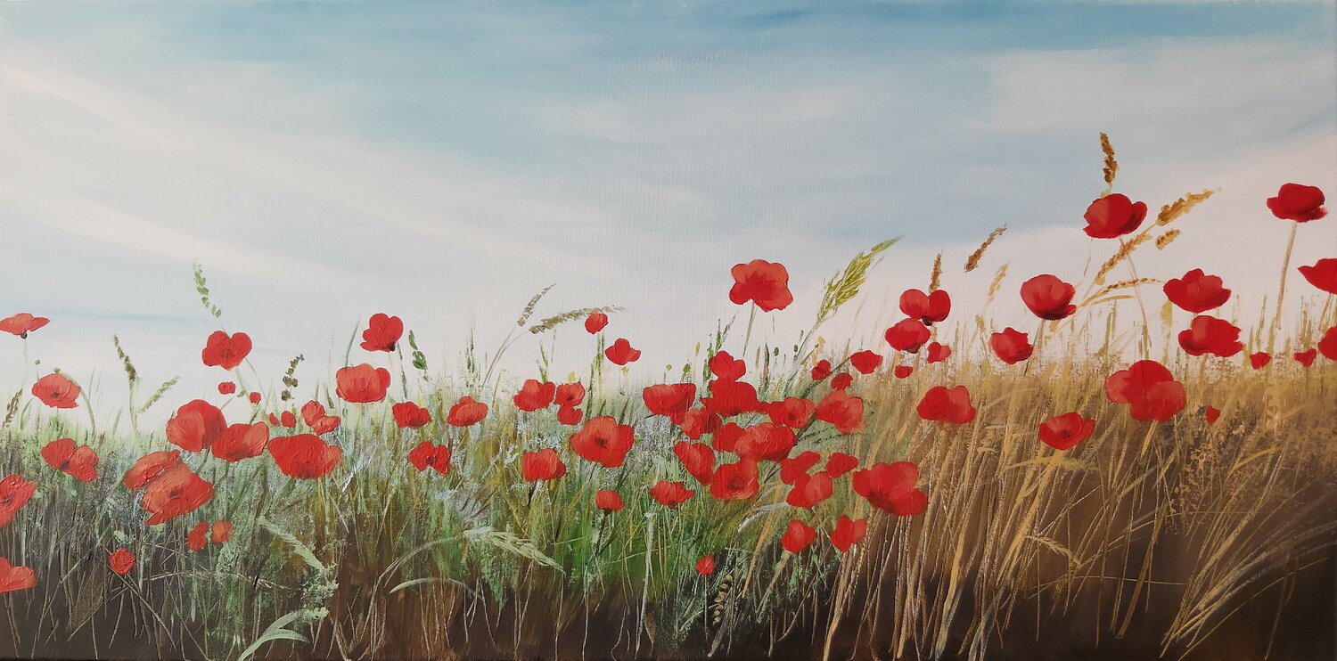 Poppies in the Sunshine 2 - Flowers Painting, Impressionism, Realism Andrea Jacobi Original painting for sale