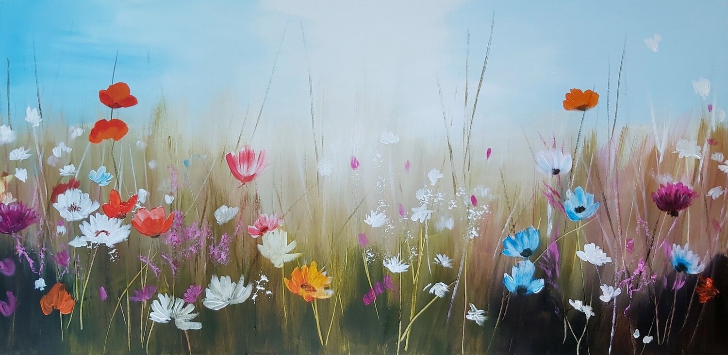 Wildflowers 2 - Flowers Painting, Impressionism, Realism Andrea Jacobi Original painting for sale