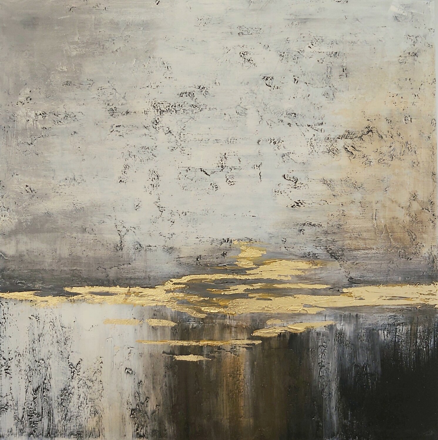 Golden Shimmer - Abstract Andrea Jacobi Original painting for sale