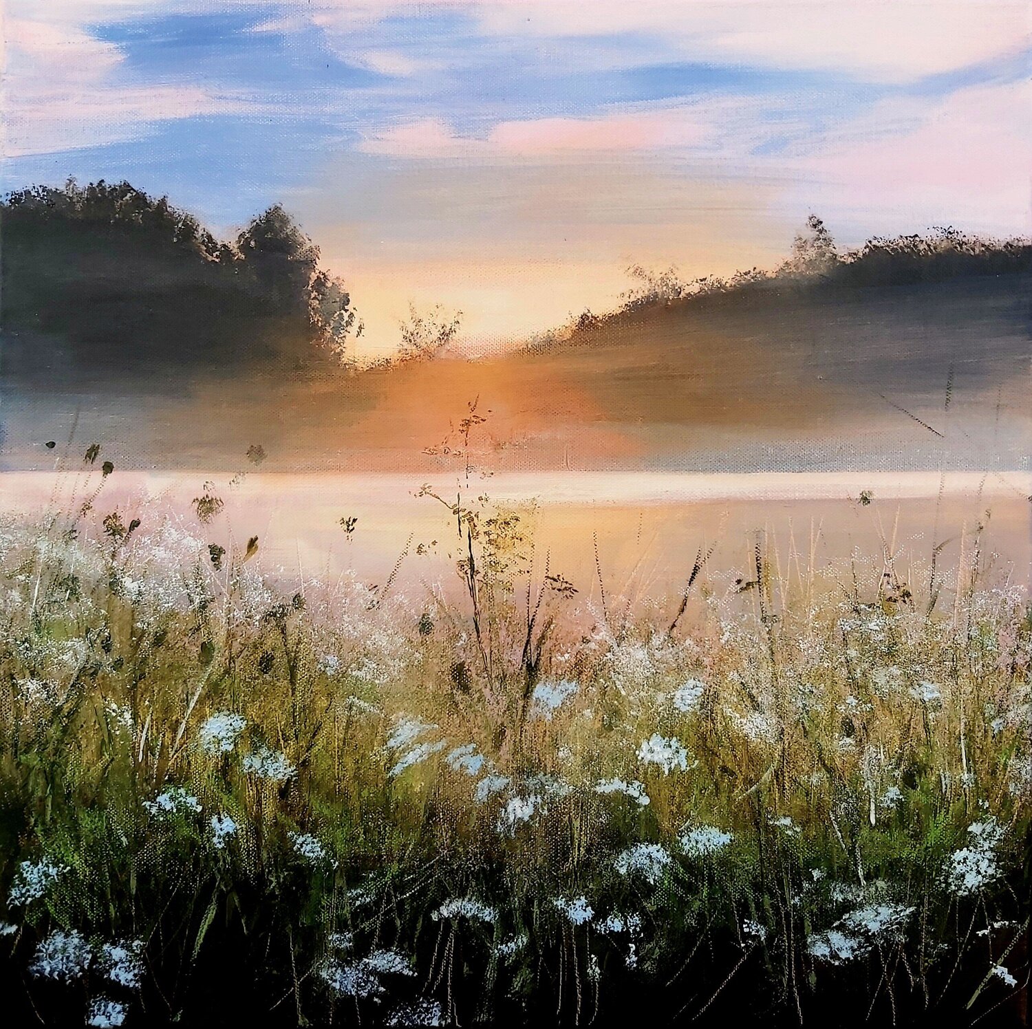 Spring - Landscape, Flowers Painting, Impressionism, Realism Andrea Jacobi Original painting for sale