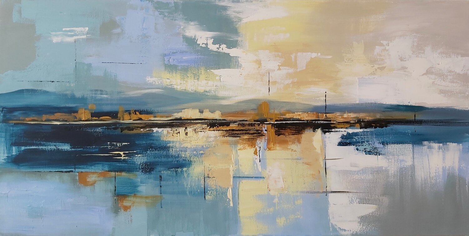 Sky Meets Sea - Abstract Andrea Jacobi Original painting for sale