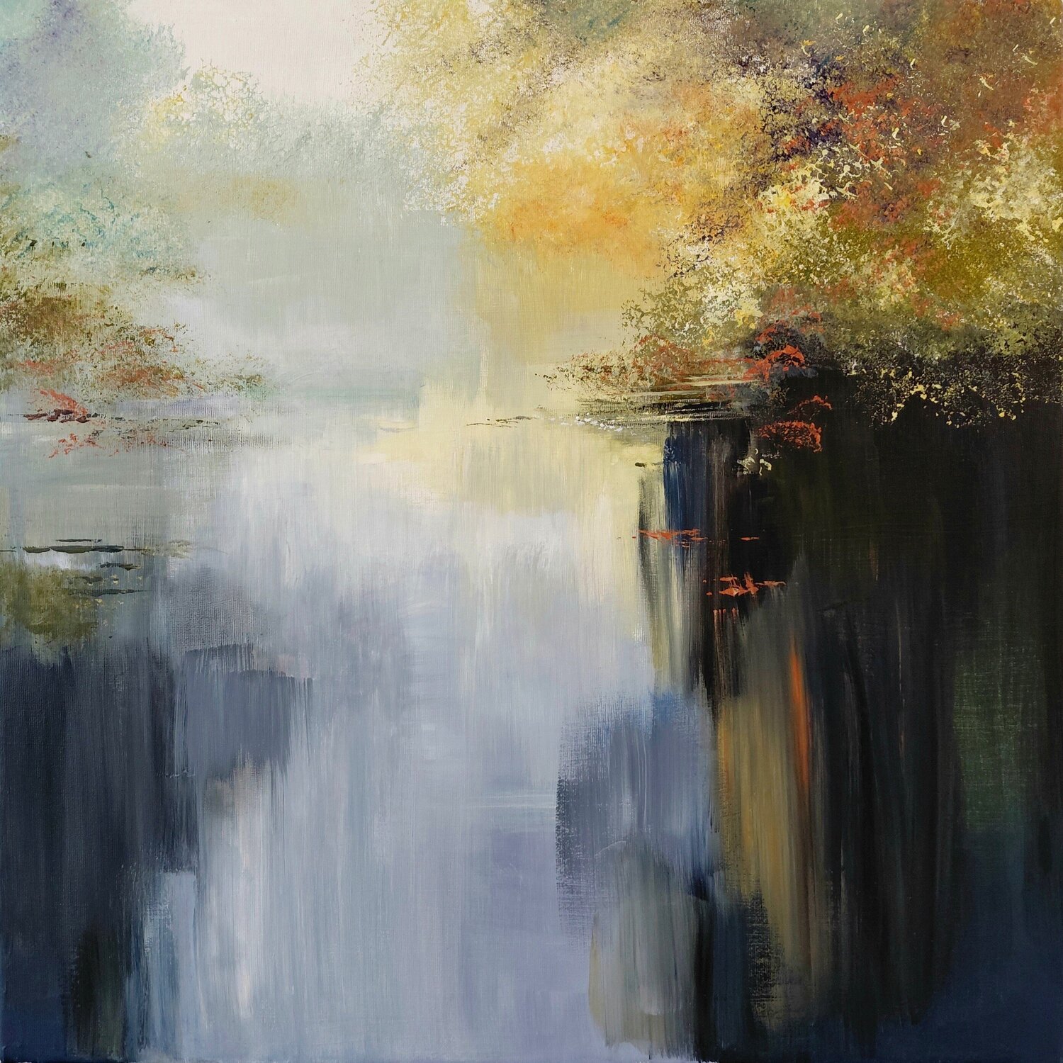 Pond of Emotions 2 - Landscape, Impressionism, Realism Andrea Jacobi Original painting for sale