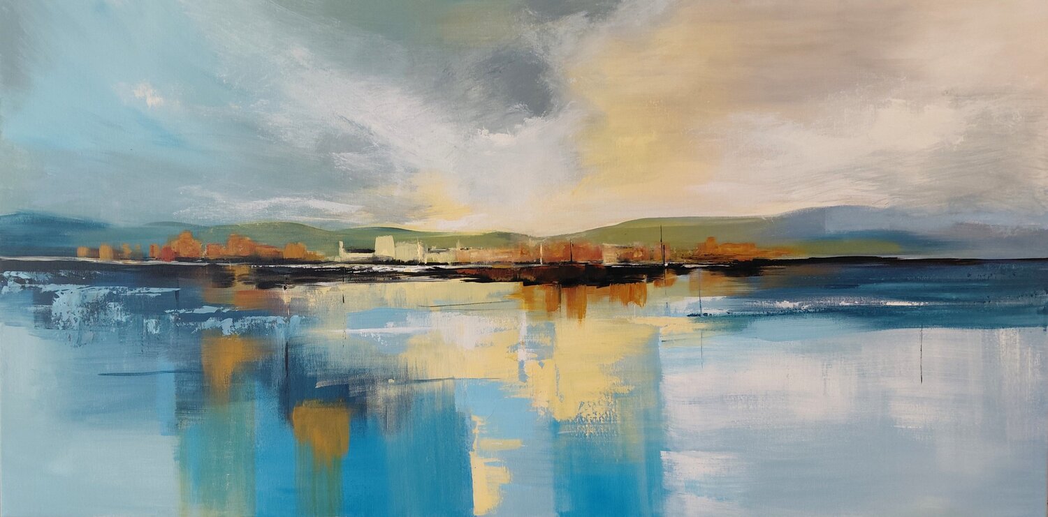 Sky Meets Sea 2 - Abstract Andrea Jacobi Original painting for sale