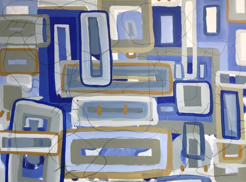 Invasion of the Blue Flowers by Jaye Alison, Painting for Sale on Select