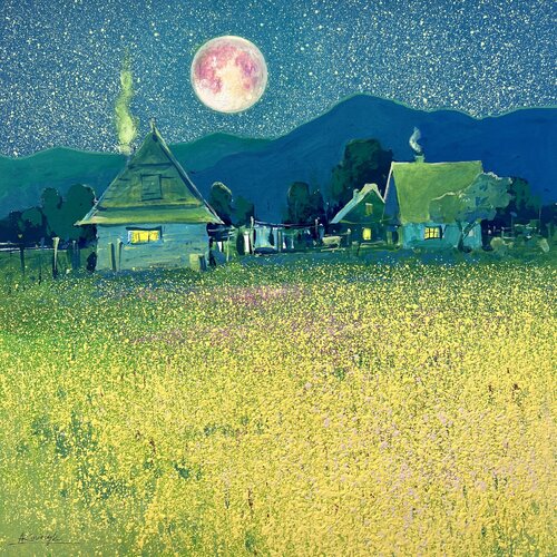 Moonlit Silence by Andrii Kovalyk, Painting for Sale on Select