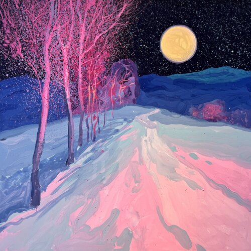 Moonlight Night Silence by Andrii Kovalyk, Painting for Sale on Select