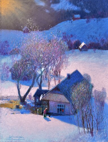 A Winter Day in the Carpathians by Andrii Kovalyk, Painting for Sale on Select