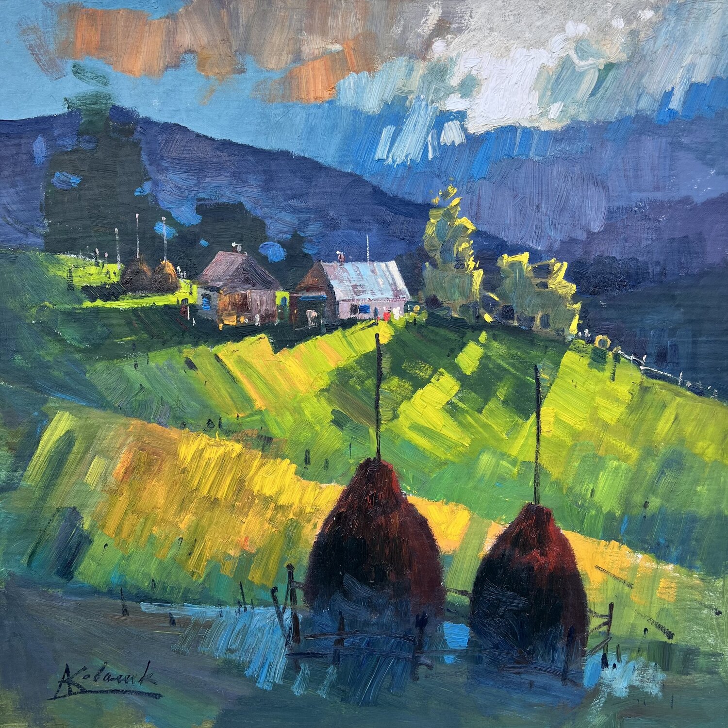 Energy of Carpathians Mountains Andrii Kovalyk Original painting for sale