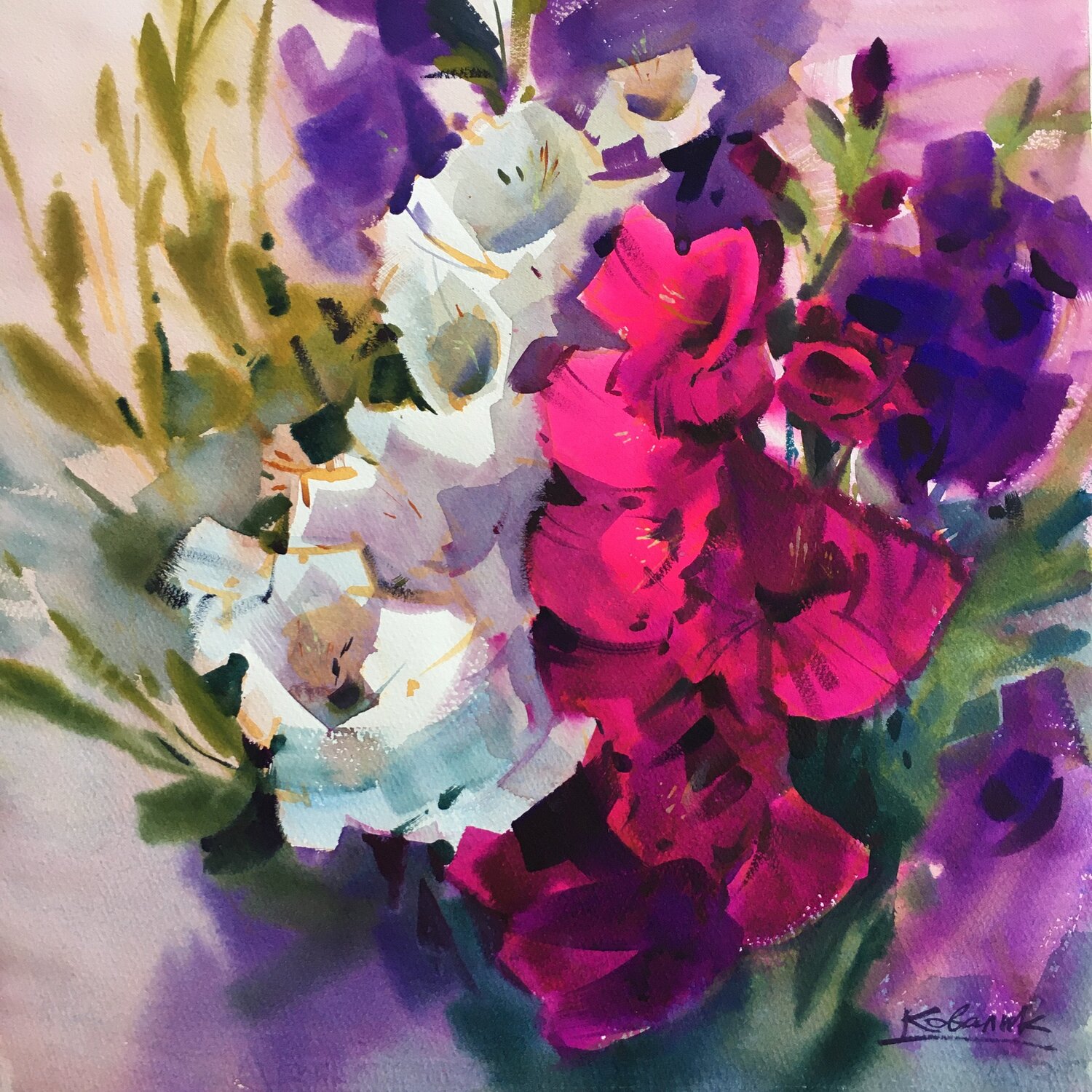 A bouquet of bright summer flowers Andrii Kovalyk Original painting for sale