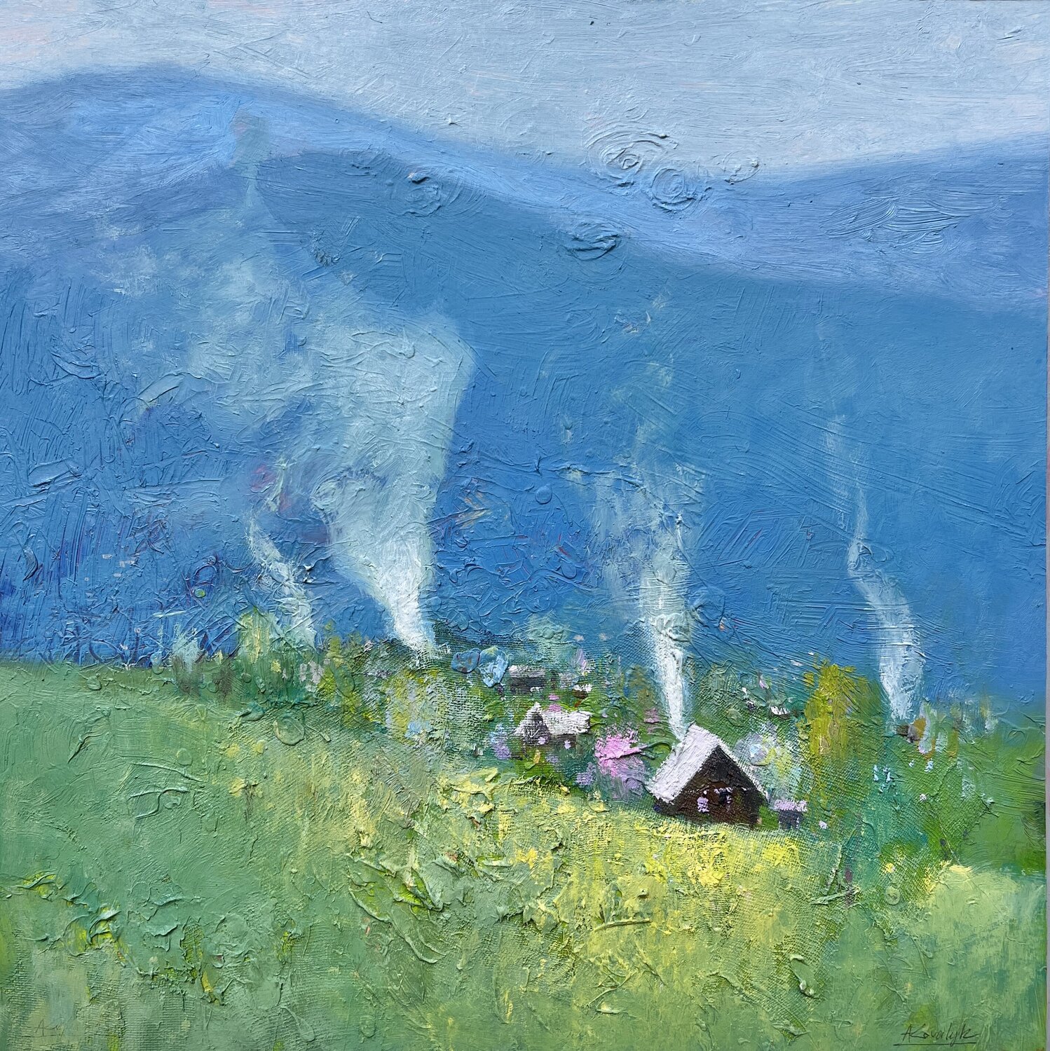 Spring in the Carpathians Andrii Kovalyk Original painting for sale