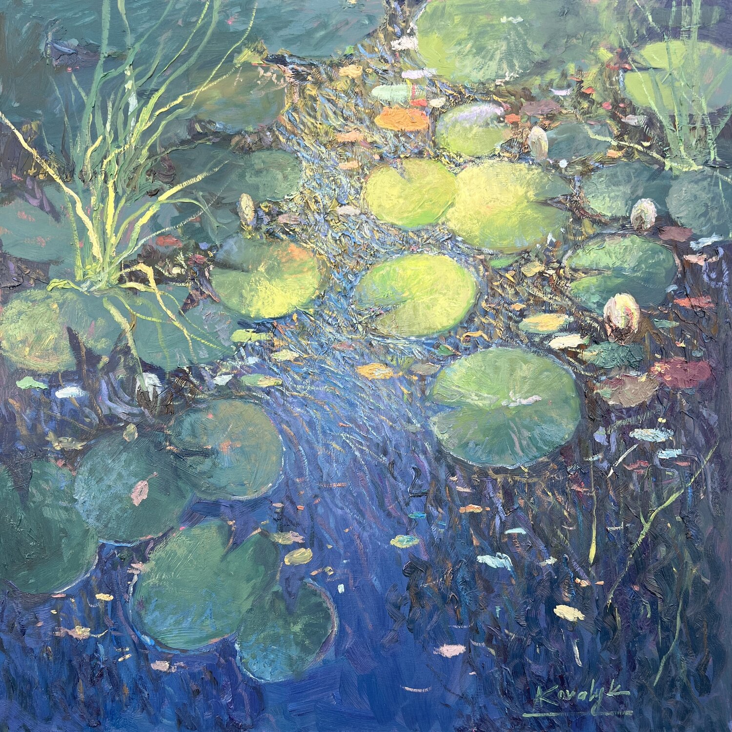 Song of Water Lilies Andrii Kovalyk Original painting for sale