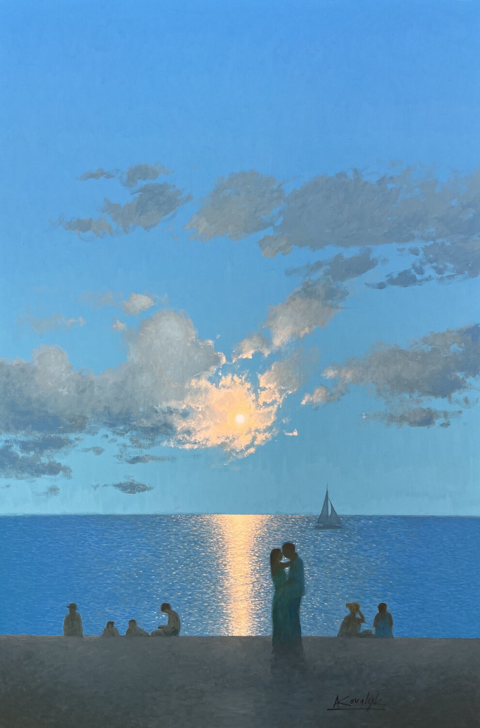 Together by Moonlight Andrii Kovalyk Original painting for sale