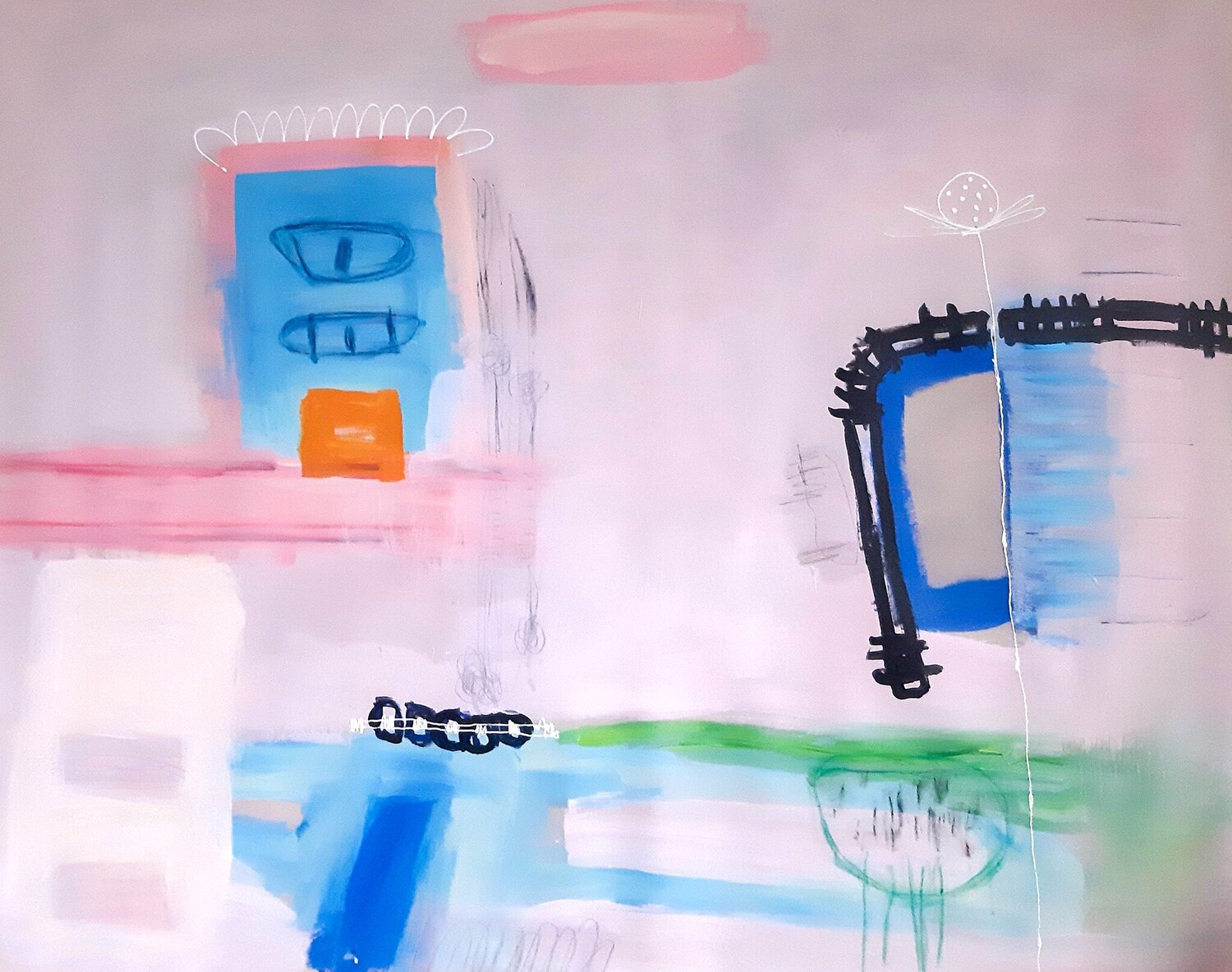 Take this pink ribbon off my eyes Sara Voss Original painting for sale