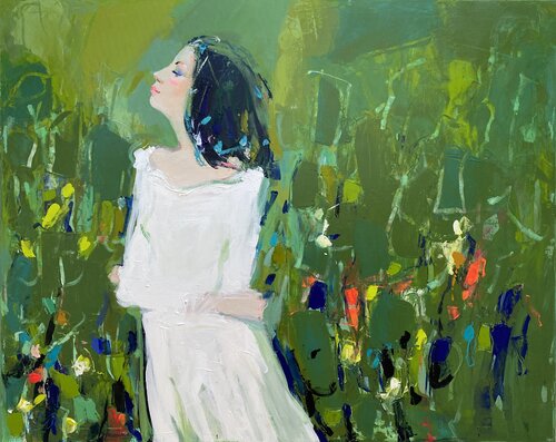 The Girl and the Field by Liliya Nikolova, Painting for Sale on Select