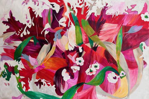 Abstract Floral Expressionist Painting by Julia Hacker, Painting for Sale on Select