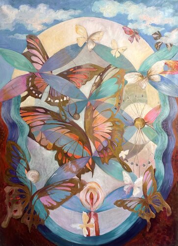 Cycles of Metamorphosis–  Butterfly Painting on Canvas by Julia Hacker, Painting for Sale on Select