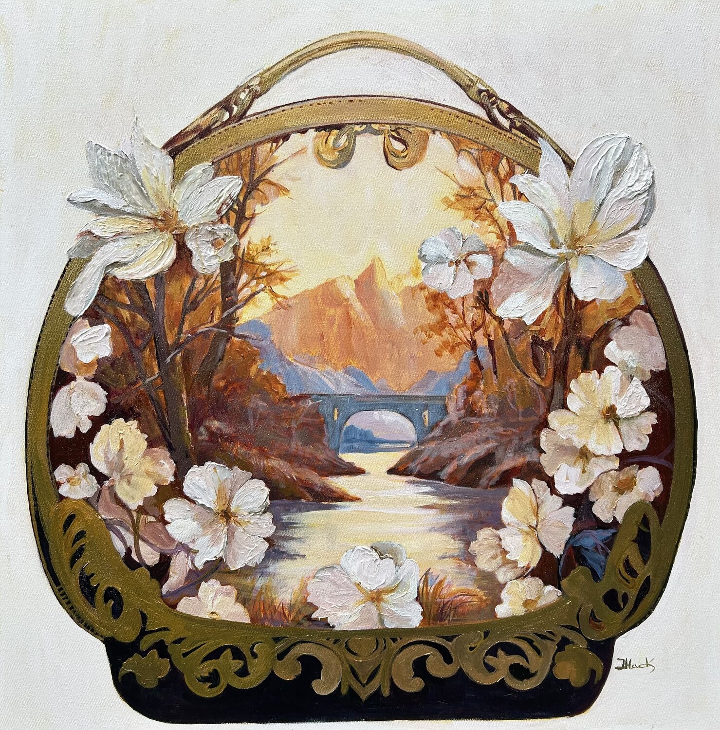 Glamorous enigma Julia Hacker Original painting for sale