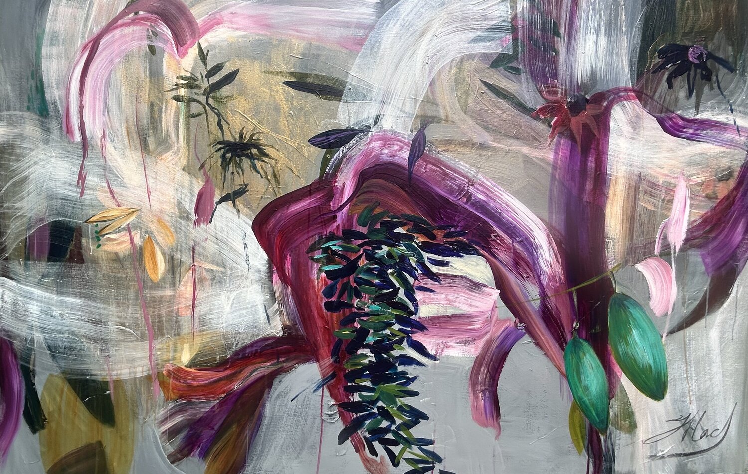 Lush garden Julia Hacker Original painting for sale