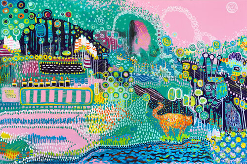 Green Thumb Meditation of High Vibrations by Zaira Dzhaubaeva Rivera, Painting for Sale on Select