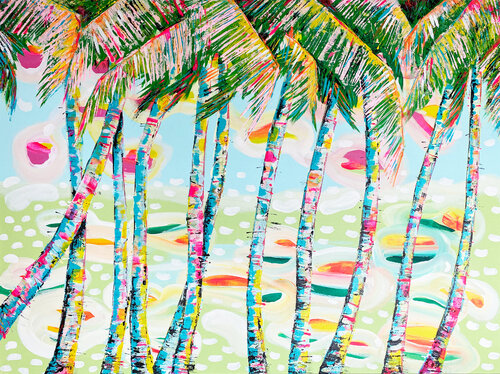 Caribbean Palms by Zaira Dzhaubaeva Rivera, Painting for Sale on Select