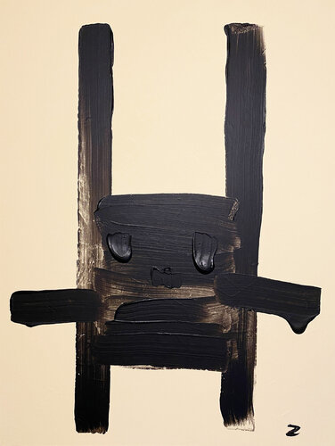 Black Rabbit of Good Luck by Zaira Dzhaubaeva Rivera, Painting for Sale on Select