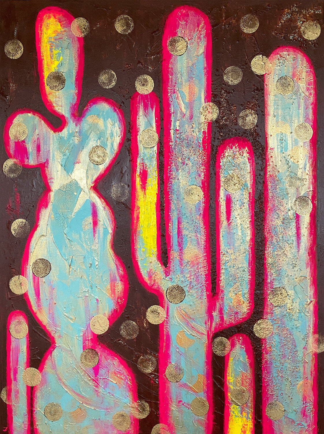 Glowing Cactuses Zaira Dzhaubaeva Rivera Original painting for sale