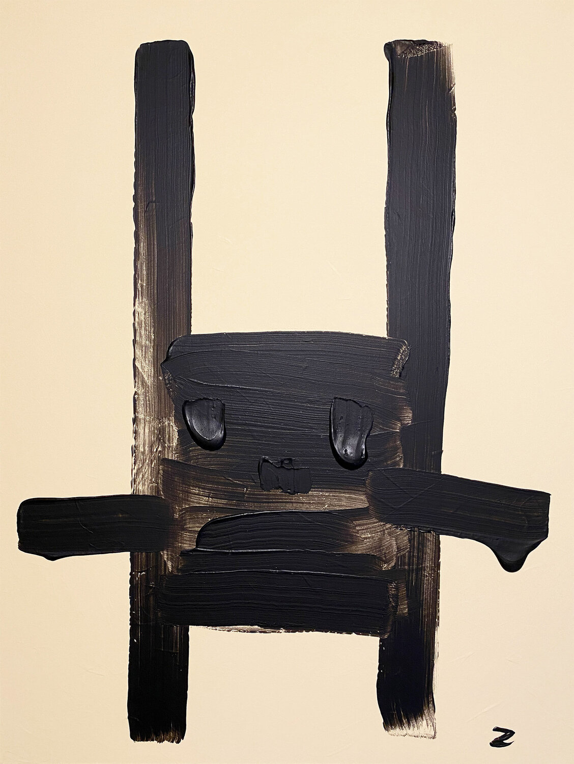 Black Rabbit of Good Luck Zaira Dzhaubaeva Rivera Original painting for sale