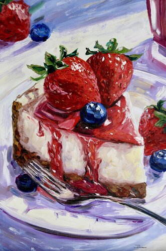 Strawberry Cheesecake by Liza Illichmann, Painting for Sale on Select