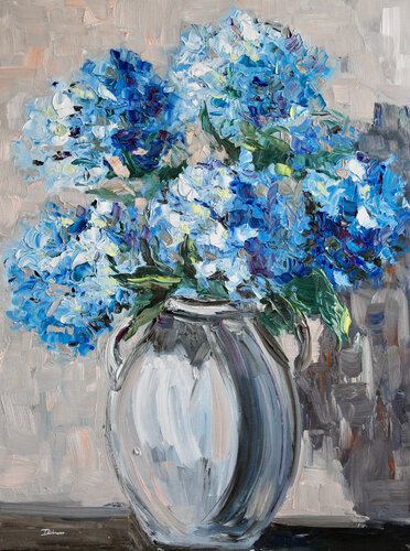 Blue Hydrangeas by Liza Illichmann, Painting for Sale on Select