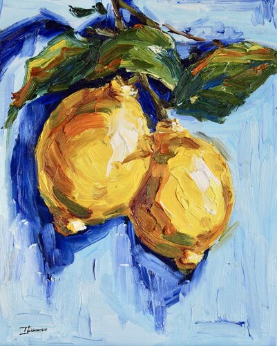 Yellow on Blue by Liza Illichmann, Painting for Sale on Select