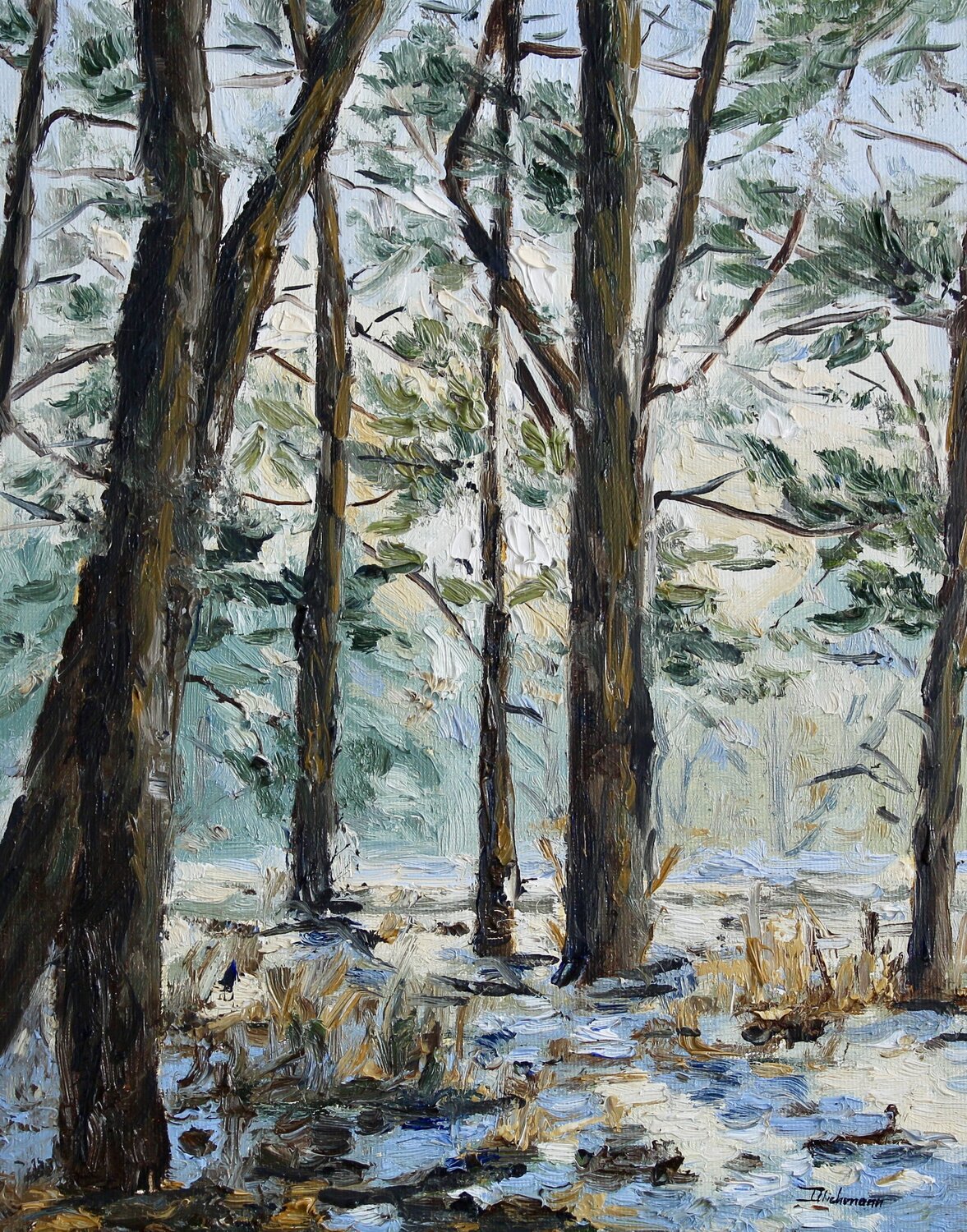 Sunlight through the Pines Liza Illichmann Original painting for sale