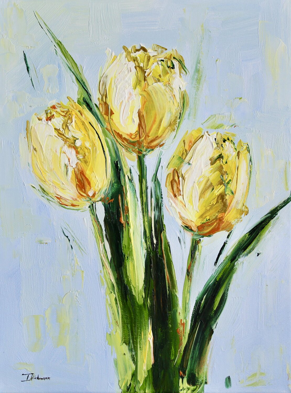 Yellow Tulips Liza Illichmann Original painting for sale