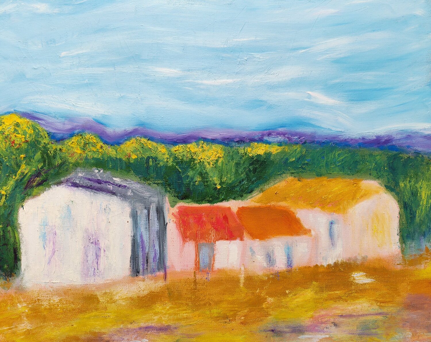Farm at Paizay le Chapt Sally Churcher Original painting for sale