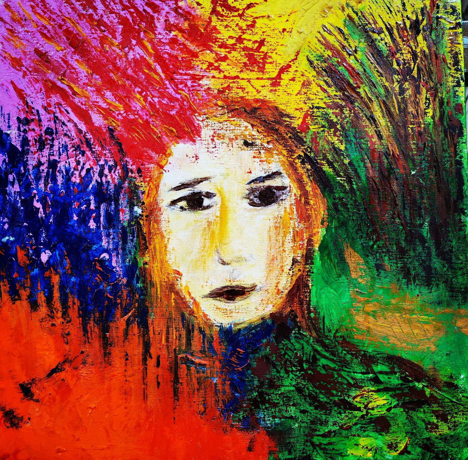 Angst and Anger Sally Churcher Originalgemälde zu verkaufen