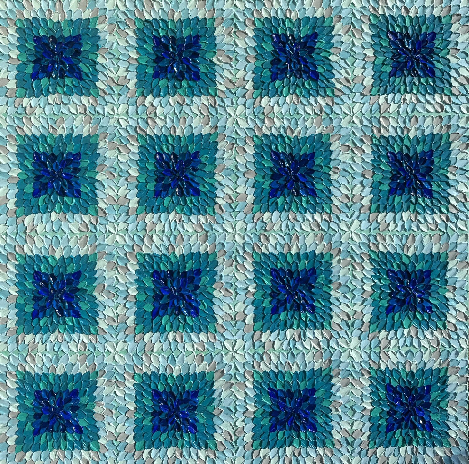 Teal kaleidoscope Guzaliya Xavier Original painting for sale