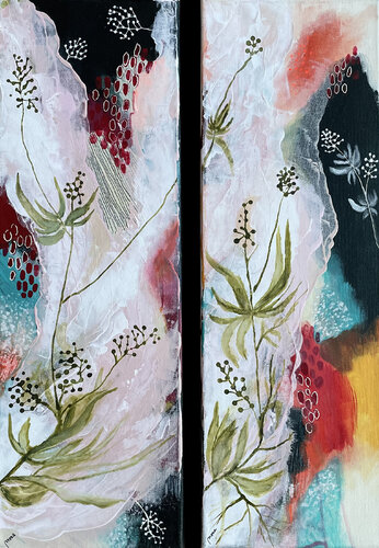 Floral Whispers 1 & 2 by Mona Barbu, Painting for Sale on Select