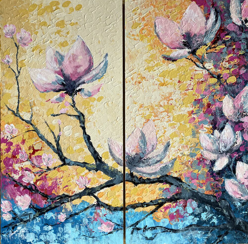 Magnolia Dreams 1 & 2 by Mona Barbu, Painting for Sale on Select