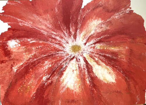 Sunny Poppy — Red Floral Abstract, 130 cm by Kseniia Turik, Painting for Sale on Select