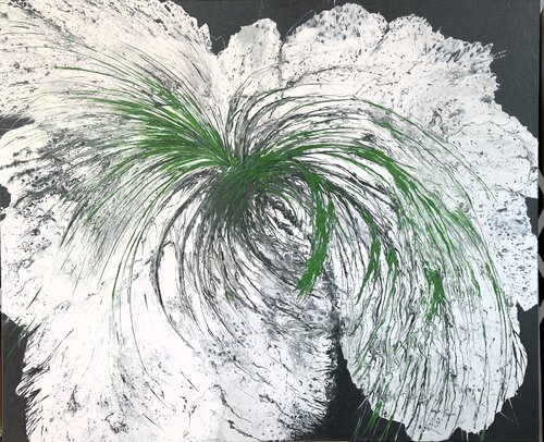 Mojito — Electric Green Monochrome Abstract, 120 cm by Kseniia Turik, Painting for Sale on Select