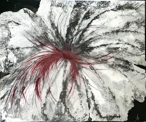 Winter Kiss — Dark Green Resin Abstract, 120 cm by Kseniia Turik, Painting for Sale on Select